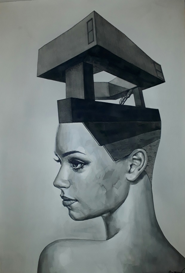 De la serie Estructuras. Acuarela/cartulina. 109 x 75, 5 cm.